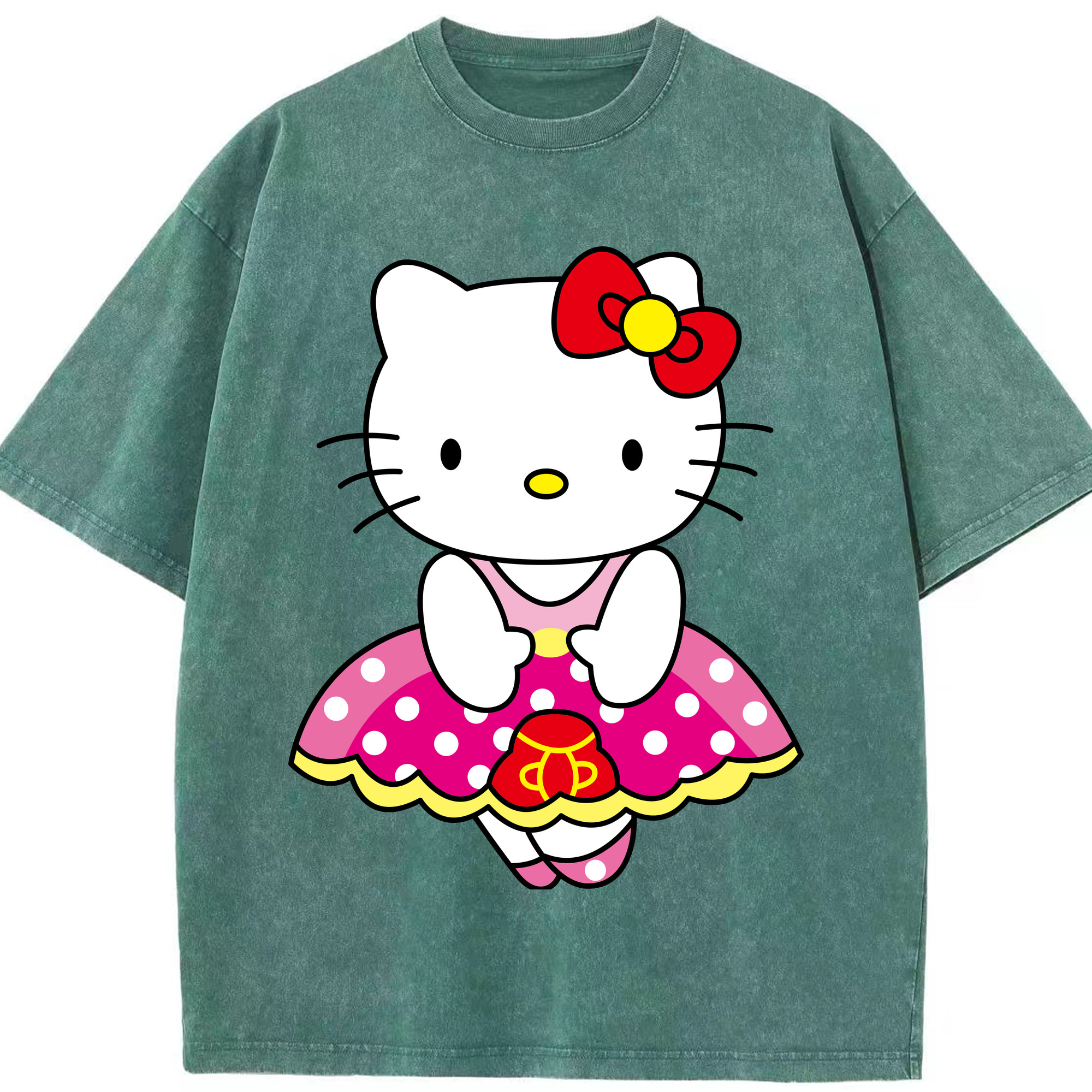 （画像用） Hello Kitty ハローキティ 綿100% ヴィンテージ風 半袖Tシャツ（フロントプリント）
